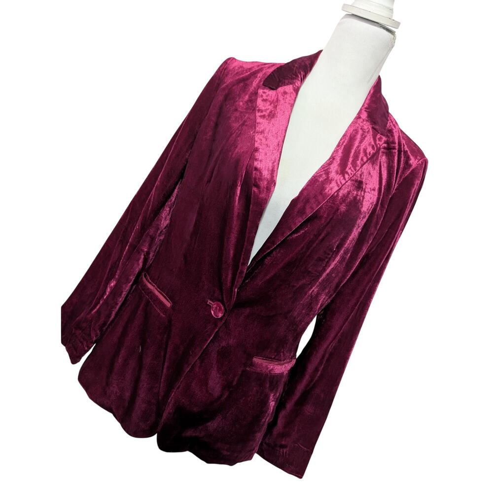 ANTHROPOLOGIE! RUBY RED CRUSHED VELVET, DECONSTRUCTED JACKET, BLAZER! SZ 6 - Picture 12 of 12